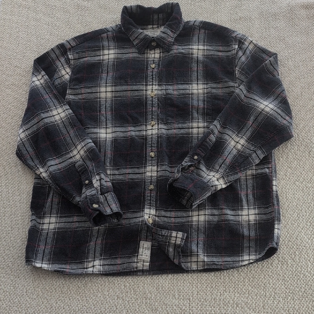 Abercrombie &Fitch Shirt Men's XL plaid Blue/White/Red Outdoor Casual Button Up